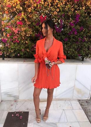 Сукня жіноча помаранчева плісе святкова
