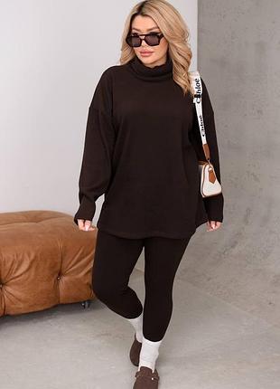 Жіночий теплий костюм з ангори | подовжений оверсайз светр + лосіни | 349