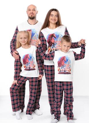 Новогодняя пижама женская символ года теплая фемили лук