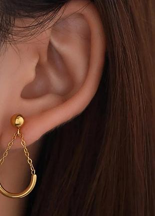 Стильні золотисті медична нержавіюча сталь жіночі сережки кульчики пусети підвіси