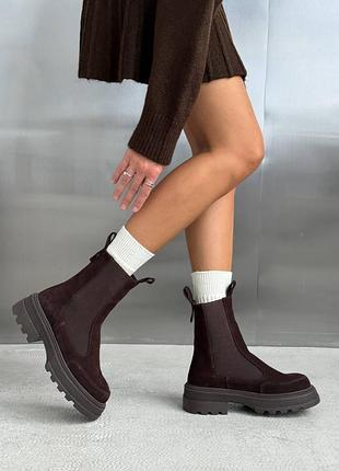 Высокие зимние женские ботинки челси 36-40 разные цвета