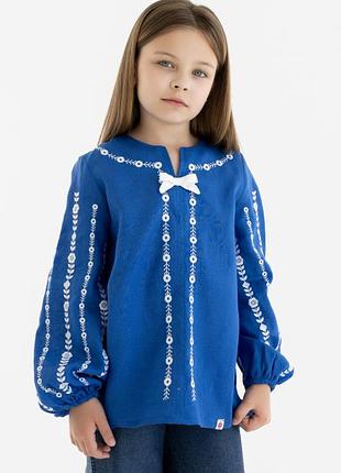 Вишиванка для дівчинки (6036) синя