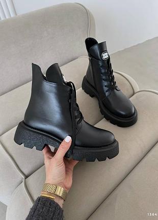 Ботинки зимние черные из натуральной кожи