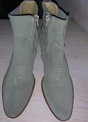 Kupuri-hend made in spain-замшевые ботинки-колбойки,мятные, р.38 (24,5см)