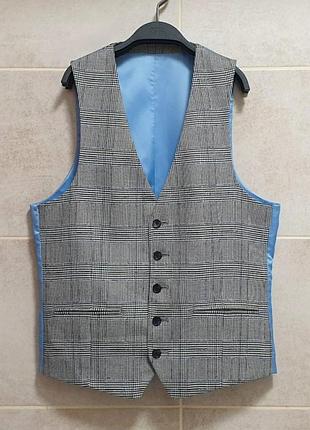 Moss жилет - s • 46 - серый в клетку - 966 317 879 - классическая мужская жилетка костюмная - ж46