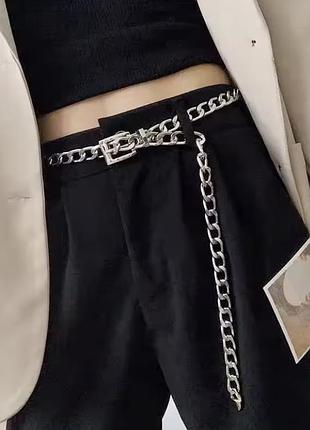 Тренд сріблястий жіночий ремінь пояс ланцюжок на талію аксесуар на сукню