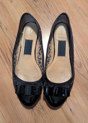 Балетки salvatore ferragamo nero nappa calf varina