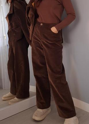 Штани коричневі вельветові з бавовни