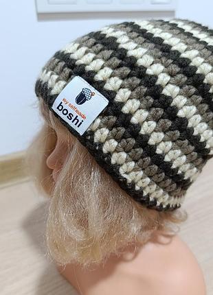Тепла в'язана шапка вовняна шапка ручної роботи my boshi німеччина вязанная шапка шерсть