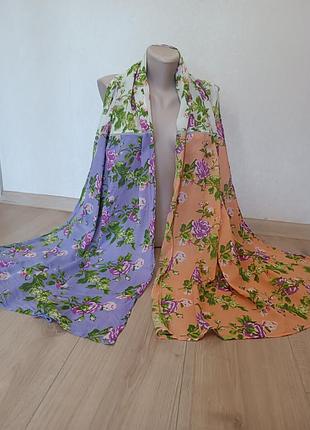 Женский шарф с цветочным принтом / большой эксклюзивный шарф/ палантин