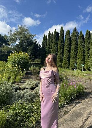 Сукня з імітацією корсету фіолетова