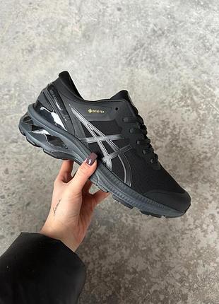 Утеплені чоловічі кросівки asics gel-kayano 27 gore-tex black grey termo асікс чорного з сірим кольорів термо
