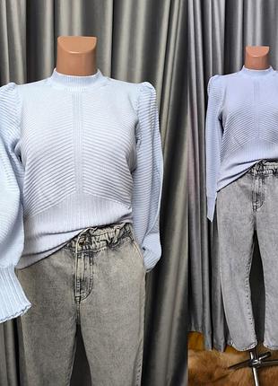 Стильний голубий лонгслів гольф водолазка светр