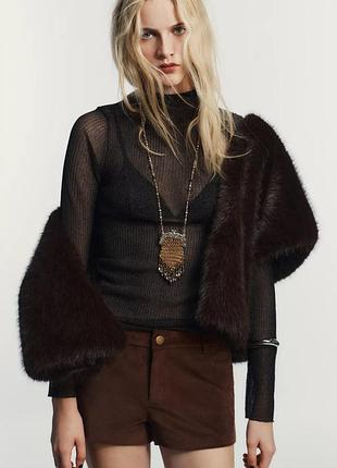 Жилет жіночий коричневий хутряний zara new