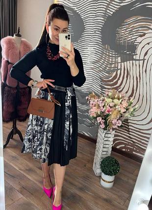 Премиум приталенное миди платье с юбкой плиссе