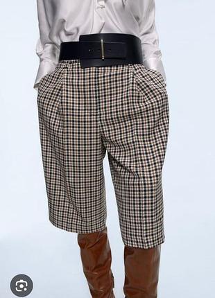 Шорты с узором гусиная лапка