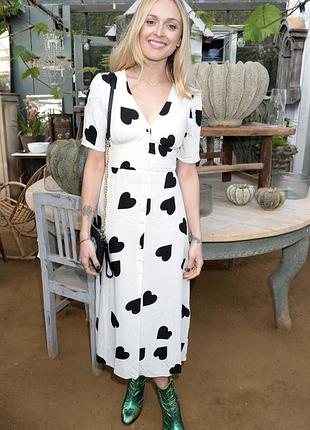 Платье миди на пуговицах, принт сердце, размер 48-50 (арт1990)