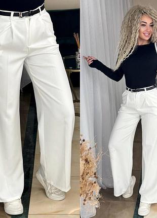 Классические брюки палаццо с резинкой в талии по заду с карманами