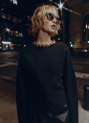 Светр жіночий чорний з намистинами zara new