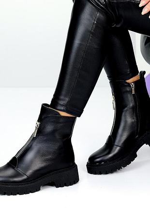 Черевики зимові з натуральної шкіри, всередині напівшерсть