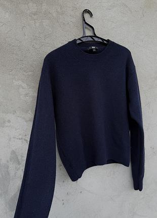 Синій вовняний теплий джемпер uniqlo