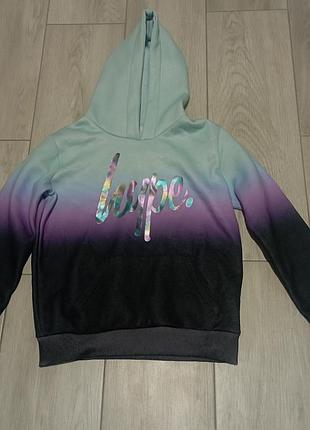 Яскрава худі hype. градієнт (омбре) м'ята/фіолет/чорний. утеплена (начіс). розмір 11-12 рокі