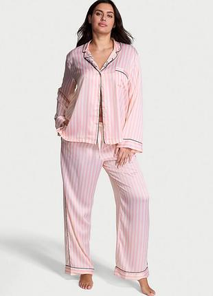 Сатинова піжама рожева смужка victoria’s secret оригінал