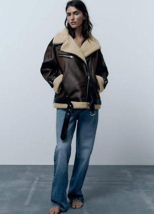 Коричнева жіноча дублянка  ♥️ авіатор, косуха на хутрі,  евро зима, куртка тепла