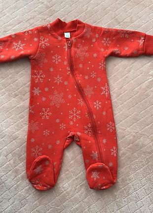 Теплий флісовий чоловічок looky kids 74 см зимовий червоний