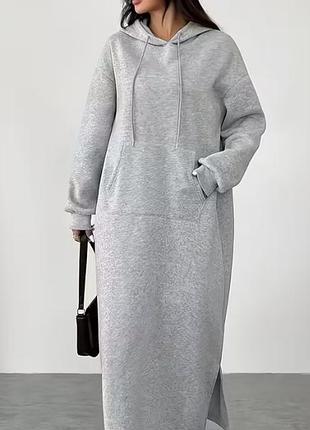 Домашнее теплое платье большого размера