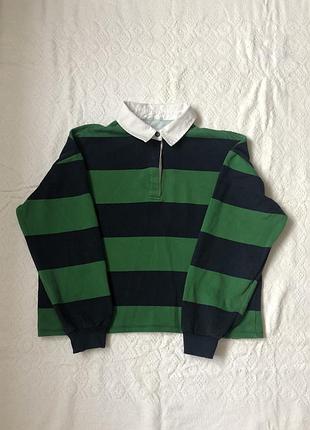 Світшот бавовняний жіночий reserved у зелено-темно-синю смужку, розмір m