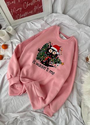 Жіноча повсякденна класична тепла флісова кофта світшот з малюнком тканина тринитка на флісі