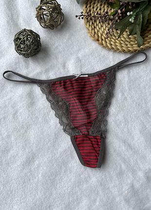 Прозорі стрінги в смужку з сітки