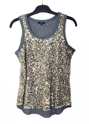 Женская майка серая с золотыми пайетками бренда&nbsp; next размер l