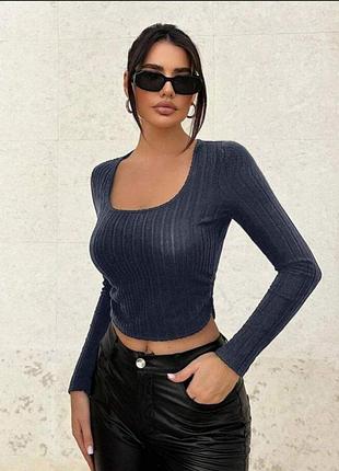 1+1=3 топ топік кроптоп з довгим рукавом базова класична кофта вкорочена