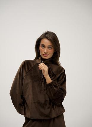 Велюровый спорт костюм худи с молнией и брюки штаны