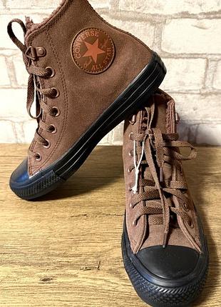 Оригінал! нові шикарні високі утеплені замшеві кросівки chuck taylor all star converse, 37,5 р., 24-24,5 см