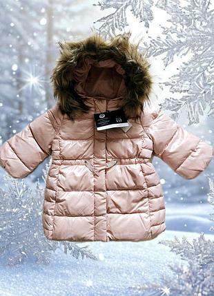 Куртка зимняя детская 80-86см, gap, пух+перо, 12-18месяц, 18-24мес, куртка пуховая удлиненная для девочек
