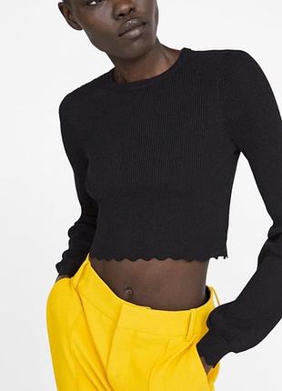 Вкорочена кофта топ в рубчик від zara