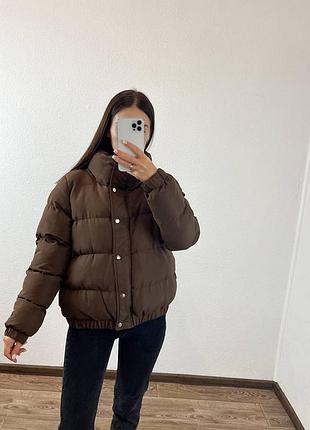 Жічоча коричнева зимова куртка