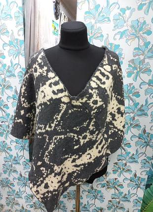 Оригінальний теплий шарф-капот жіночий  молочний ×сірий pieces