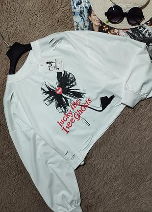 Гарний світшот оверсайз з об'ємними рукавами/джемпер/кофта