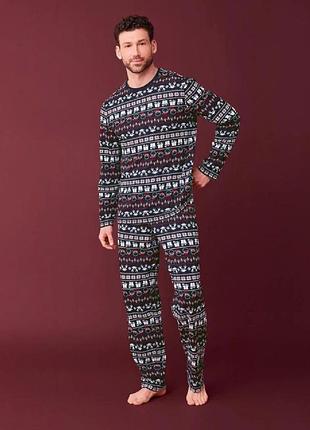 Піжама новорічна чоловіча костюм для дому та сну livergy m, l, xl синій