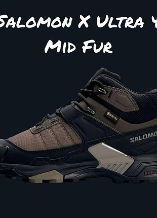 Salomon x ultra 4 mid fur black brown