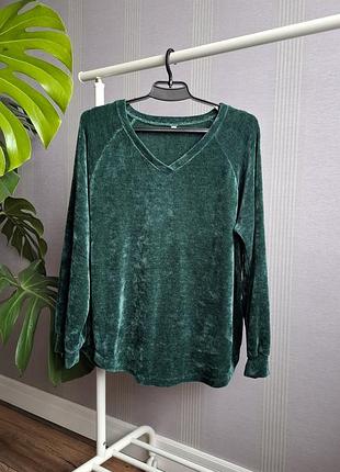 Изумрудный плюшевый свитер