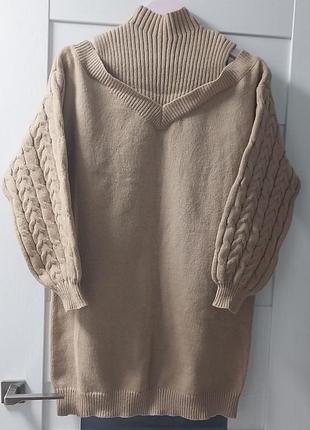 Вязаный свитер-туника shein р.m