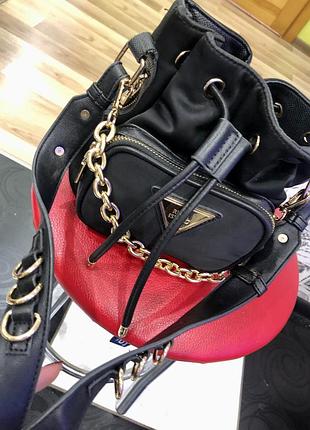 Black satin mini duffle bag river island 💛🖤🩶 6