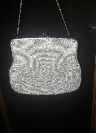 Винтажная театральная ретро сумочка сумка клатч бисер ручная работа винтаж раритет
