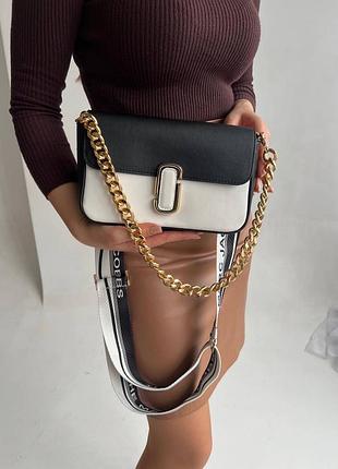 Брендова сумка жіноча чорно-біла 6