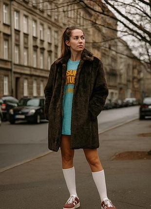 Шуба коричнева з еко хутра м l